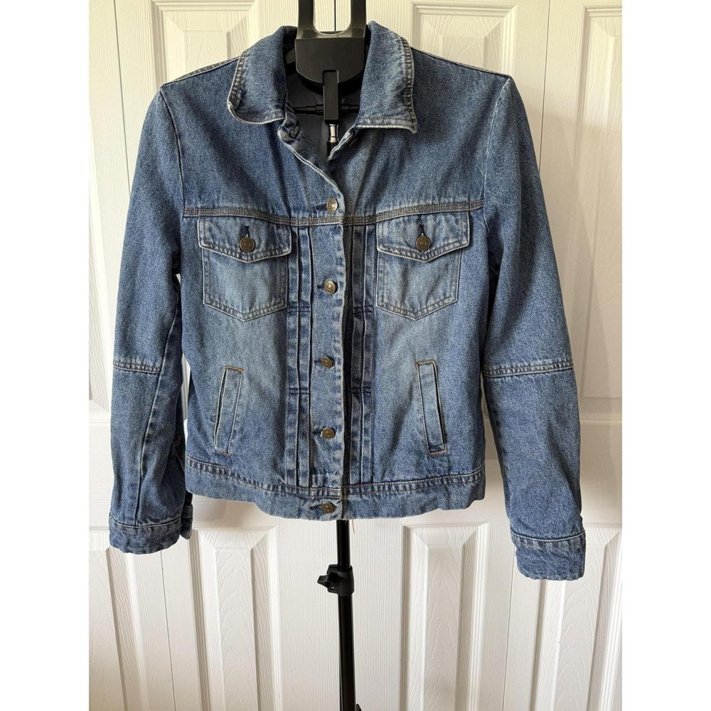 Giacca A Gallery Company Lace Up Back Denim Jacket Medium Wash Blue Large